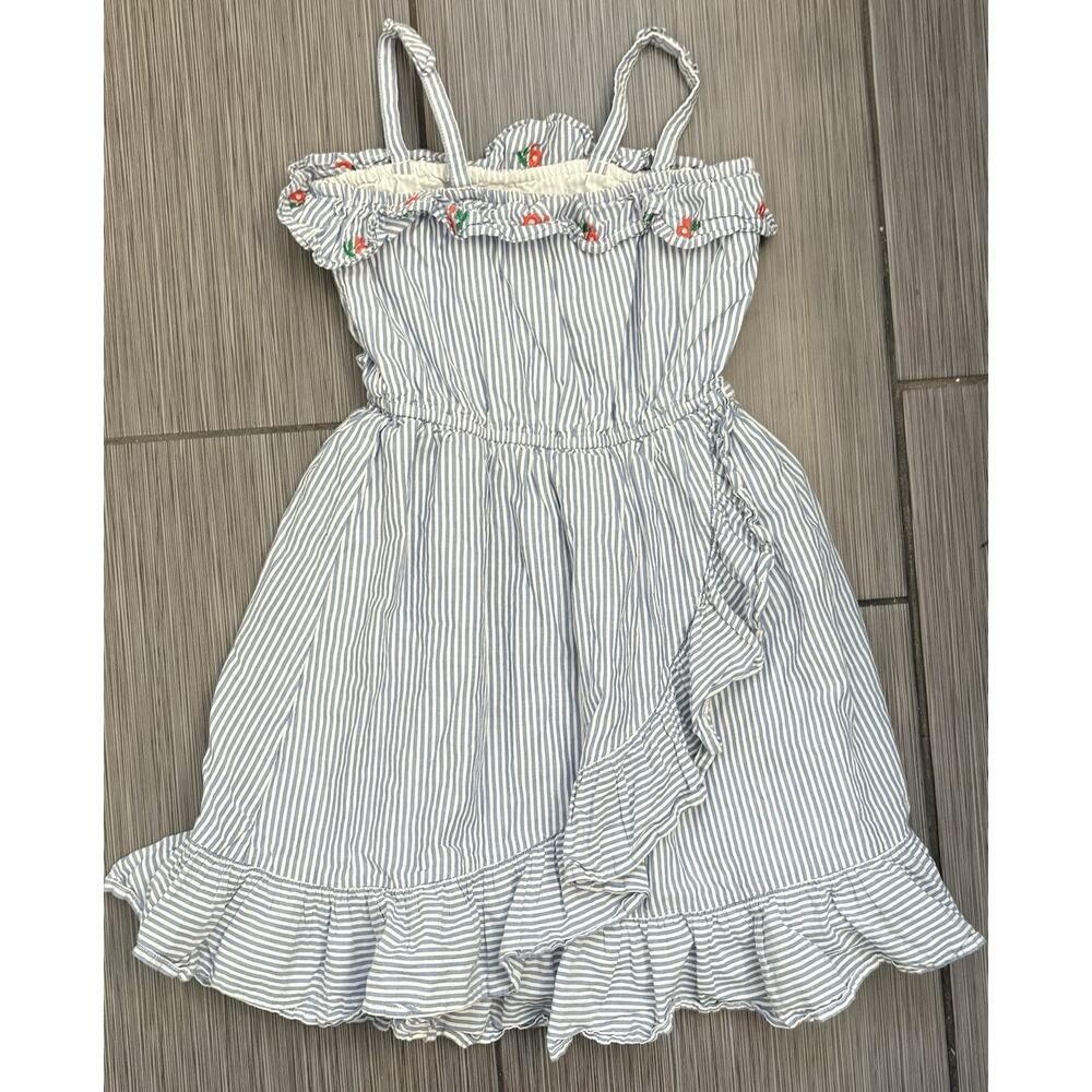 Janie And Jack The Bright Mix Poppy Dress Size 6 Blue Stripe Ruffle Floral